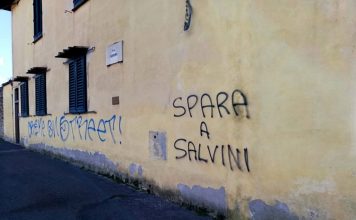 Scritta contro Salvini, Lega: “Gesto criminale molto grave”