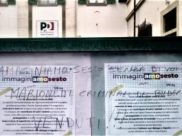 Scritte ingiuriose sulla bacheca del Pd Sesto in piazza Ginori Bacheca PD
