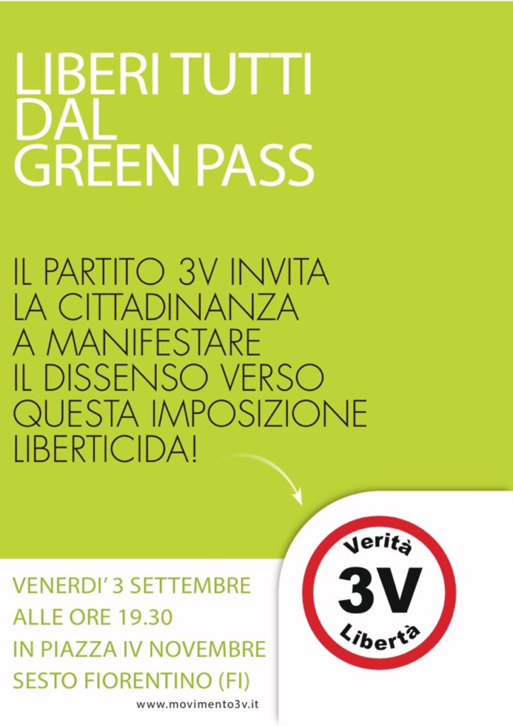 Evento no green pass Movimento 3V