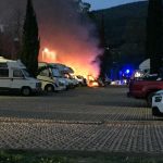 Incendio camper parcheggio Doccia