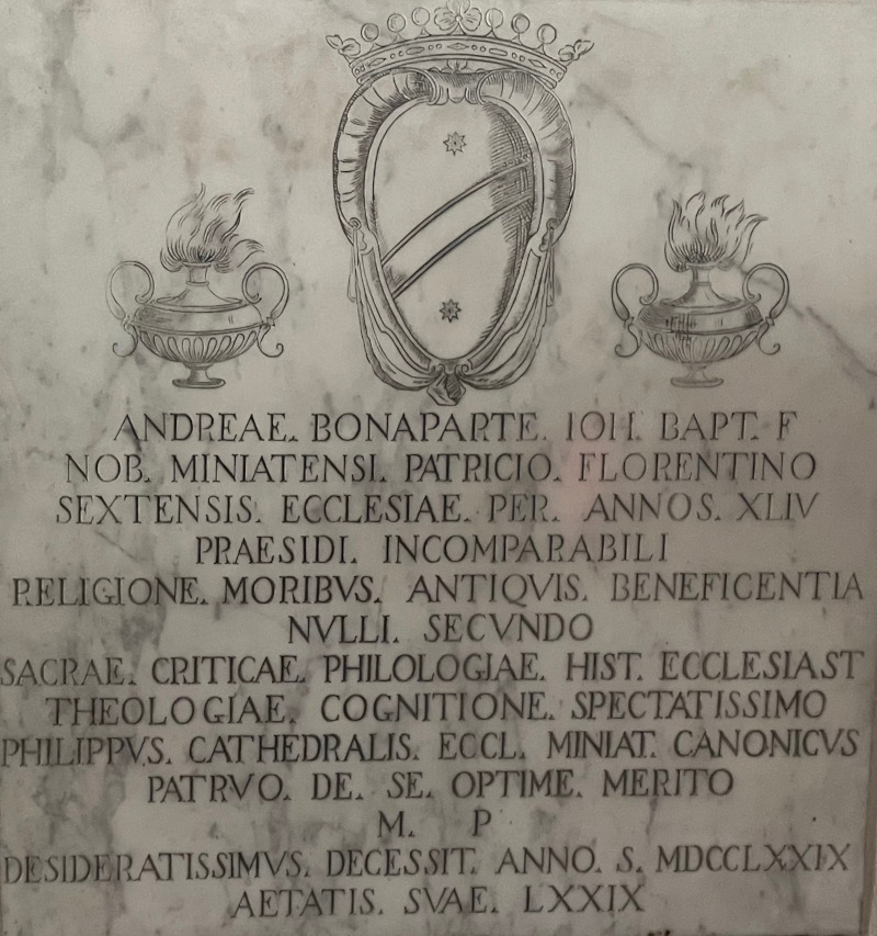 Navata sinistra della Pieve di San Martino Targa ad Andrea Buonaparte 